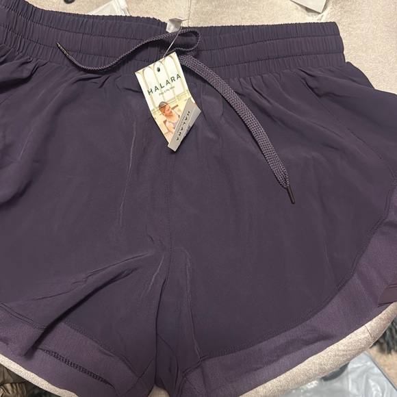 Halara purple midrise flowy, two in one running shorts, medium, new - Picture 11 of 11